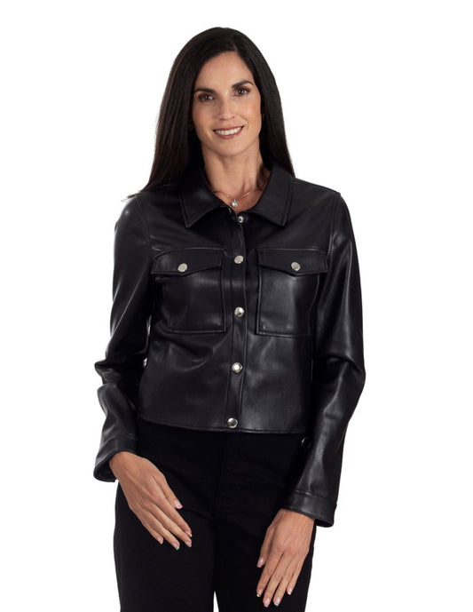 Nine West Women's Synthetic Leather Jacket, Trucker Style WEDO209U