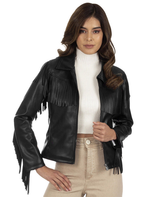 Women's Wrangler Fringed Faux-Leather Jacket WRDO2139