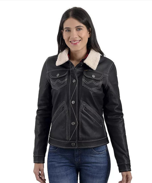 Wrangler women's faux fur jacket with sherpa lining WRDO215