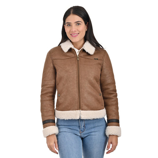 Wrangler ladies coat with sheepskin on collar and cuffs WRDO233U