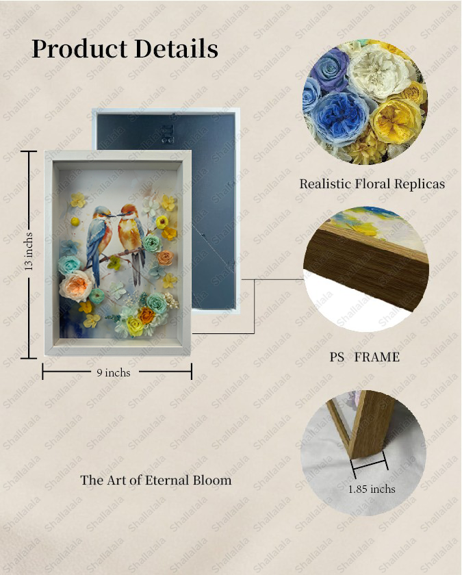 Birds and Love - Preserved Flowers Wall Art