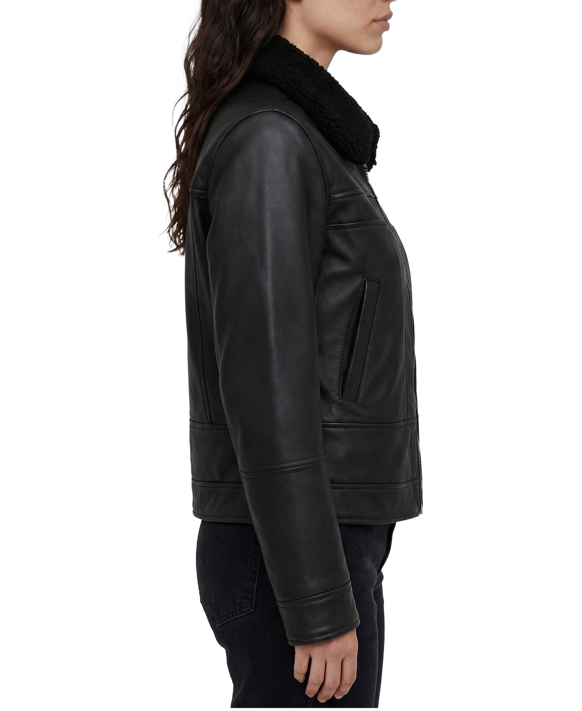 ORO Frye women's Shearling-Collar Lambskin Jacket FRDO269