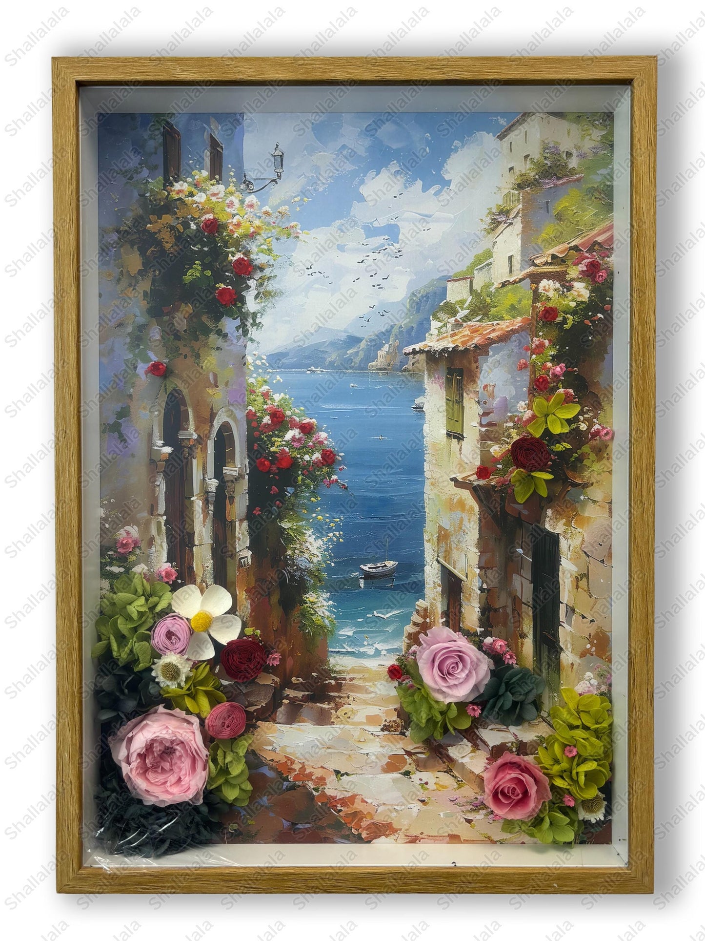 Alley to Paradise - Preserved Flowers, Handmade with real flowers and original oil painting