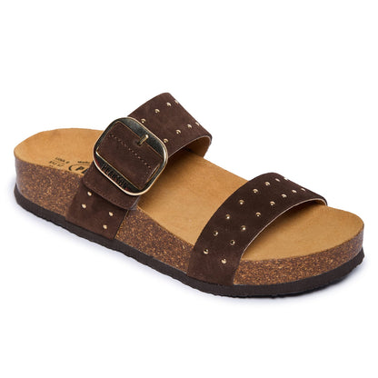 Plakton Women's Two-Strap Sandal in Soft Suede Claire