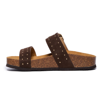 Plakton Women's Two-Strap Sandal in Soft Suede Claire