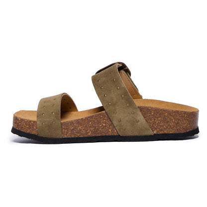 Plakton Women's Two-Strap Sandal in Soft Suede Claire