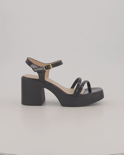 Andrea Women's Ankle Strap Medium Platform Heeled Sandals 64978 Black