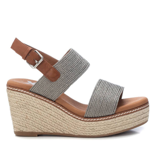 Women's Jute Wedge Sandals By XTI_42365_Silver