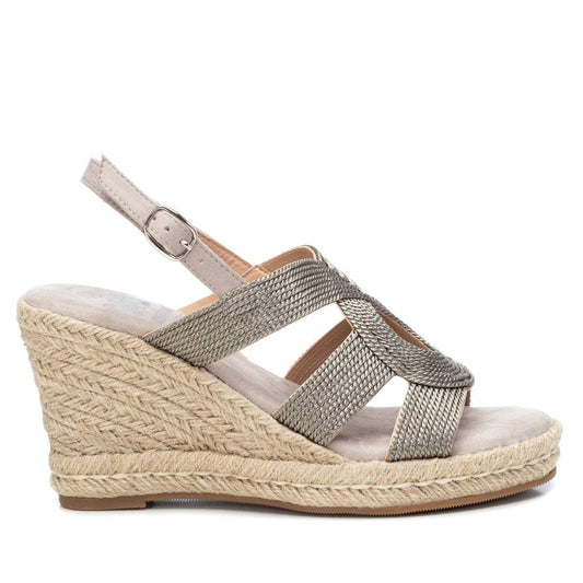 Women's Jute Wedge Sandals By XTI_45186_Silver