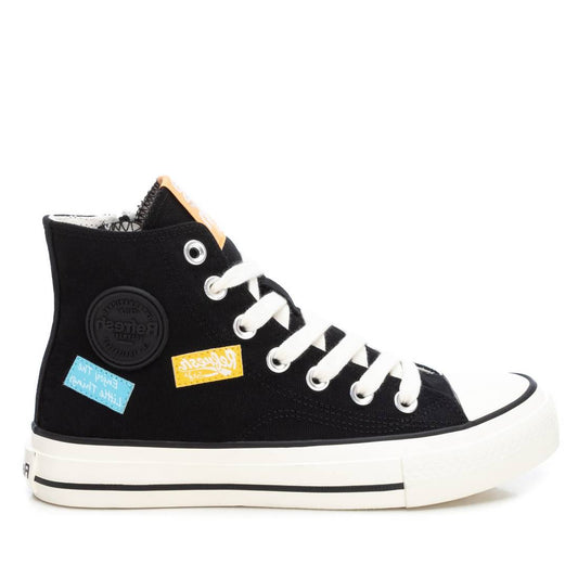 Women's Canvas High-Top Sneakers By XTI_170499_Black