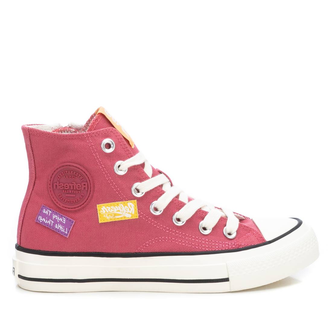 Women's Canvas High-Top Sneakers By XTI_170499_Light/Pastel Red