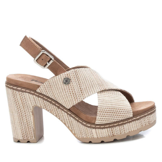 Women's Heeled Platform Sandals By XTI_170535_Medium Beige