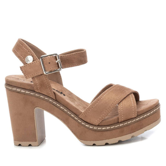 Women's Heeled Suede Sandals With Platform By XTI, 17069504 Light Brown