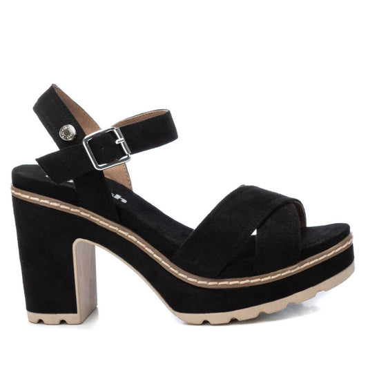 Women's Heeled Suede Sandals With Platform By XTI, 17069505 Black