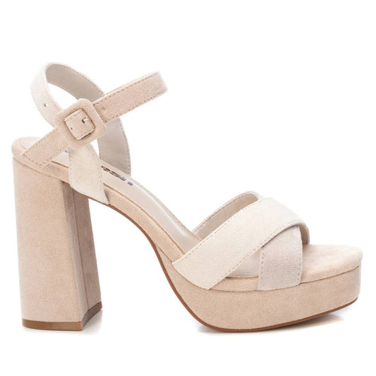 Women's Heeled Suede Sandals With Platform By XTI, 17078801 Beige