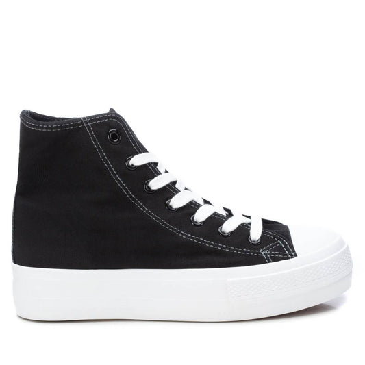 Women's Canvas High-Top Sneakers By XTI_170825_Black