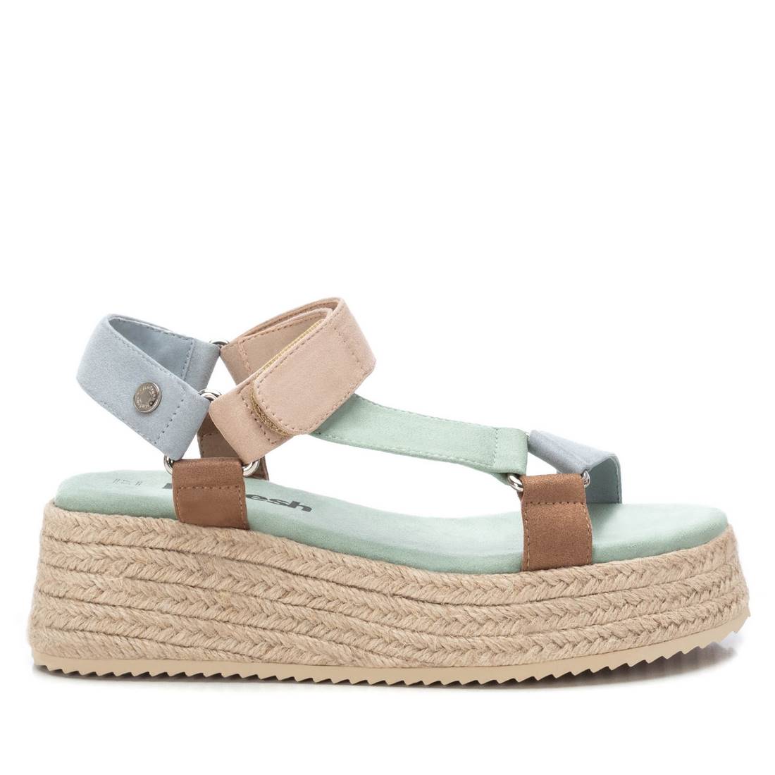 Women's Suede Strappy Sandals With Jute Platform By XTI_170849_Aqua