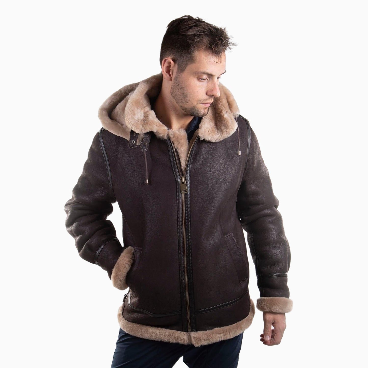 Cloud Nine Sheepskin Mens Whiskey Bomber Coat