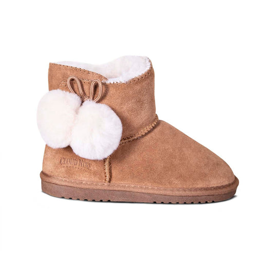 Cloud Nine Sheepskin Kids Pom-Pom Cozy Boots